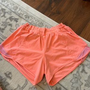Coral lululemon hotty toddy short. 4 inch seam